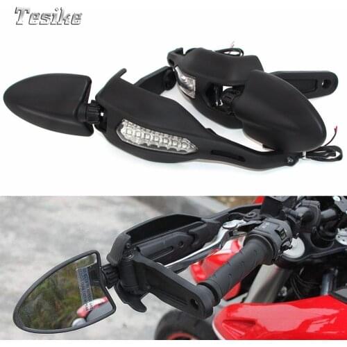 For DUCATI 796 Hypermotard 1100S 2009 2010 Handlebar Protector with Turn Signal Light Lamp and Mirror