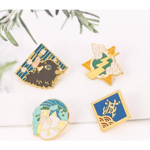 New Arrival Hot Anime Cartoon Brooch Demon Slayer Kimetsu no Yaiba Enamel Lapel Badges Gifts For Fans Lapel Pin Jewelry Charms
