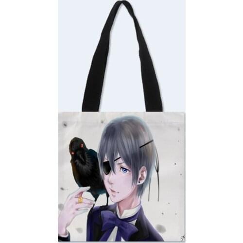 HEARMNY Custom Black Butler Tote Bag Double-sided printed Linen Casual Canvas Tote Bag Womens Handbags