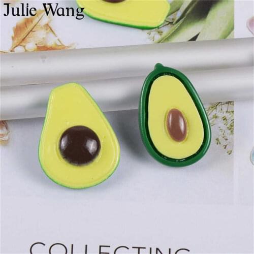 Julie Wang 20PCS Resin Avocado Charms Artificial Fruit Slime Jewelry Making Accessory Table Decoration Props