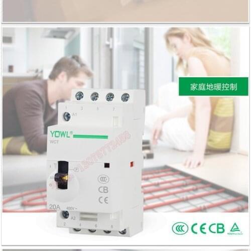 CT Contactor 4P 16A 20A 25A 4NC 220V 50/60HZ Din rail Household AC Modular KNOB Contactor Manual DIN RAIL 4POLES CONTACTOR
