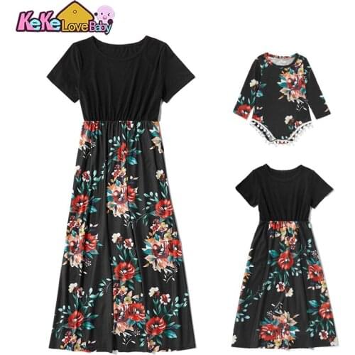 Summer Mother Daughter Macthing Dress Family Set Fashion Flower Mom And Baby Girl Outfit Mommy And Me Dresses For Women Clothes