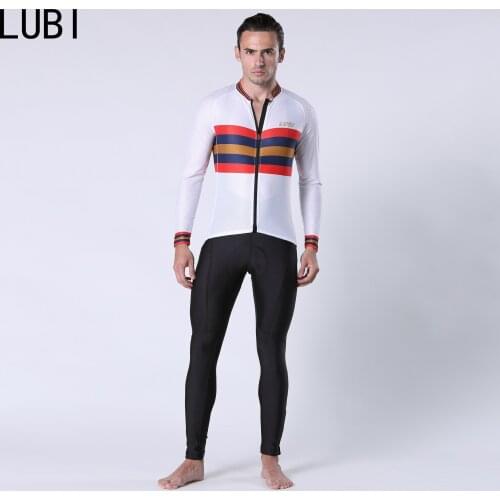 LUBI 2021 Long Sleeve Cycling Jersey Set Man Pro Team Bib Pants Kit Bike Clothing Racing MTB Bicycle Clothes Suit Breathable
