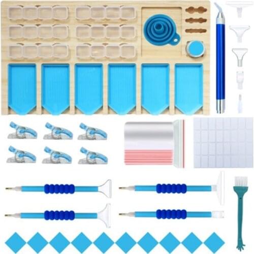 Multifunctional Wooden Diamond Painting Storage Tray Drill Pen DIY Handmade Crafts Cross Stitch Tools Set Supplies