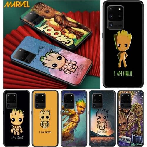 Marvel Groot Art for Samsung S20 FE Ultra Plus A91 A81 A71 A51 A41 A31 A21 A11 A72 A52 A42 A22 Soft Black Phone Case
