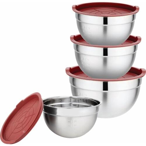 Set of 4 steel bowls with BPA-free airtight lid Gourmet Tools from XSQUO Useful Tech