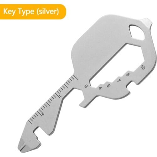 Stainless Steel Outdoor Tools Carabiner Clip Bottle Opener Keychain Camping Accessories Multifunction EDC Card Tool