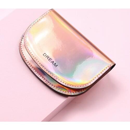 2021 New Fashion Womens Laser Wallet Cute Semicircle Purse Girls PVC Folding Card Holder Female Small Coin Bags Wallet Women