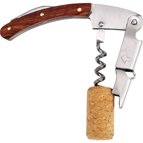 Wine Bottle Opener with Knife Wooden Handle Stainless Steel Professional Wine Opener Portable Screw Corkscrew Multifunction