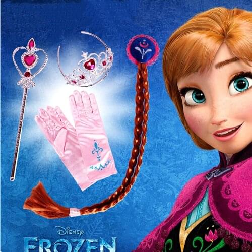 Anna Frozen 7-Piece Set of Scepter Braid Crown Gloves Necklace Earrings Ring is a Girls Beloved Gift