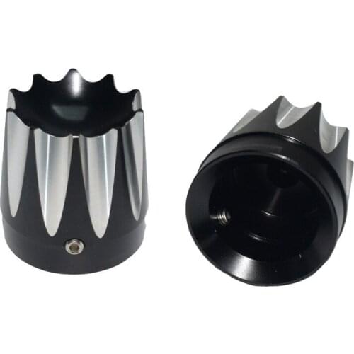 Motorcycle Front Axle Nut Covers Black/Chrome CNC Excalibur For Harley Touring FLT FLH Dyna Softail 2008-2012 2013 2014 2015