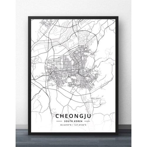 Cheongju Daegu Seoul South Korea Map Poster