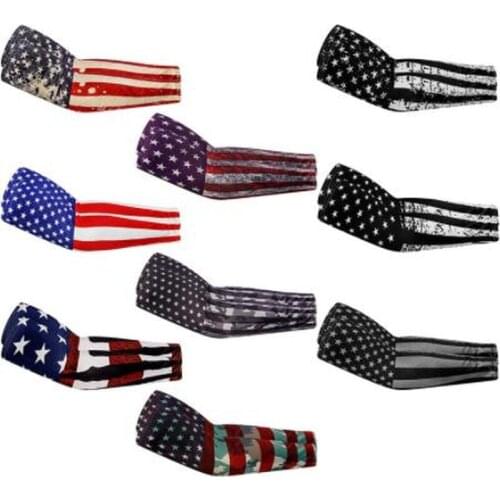 American Flag Print Arm Sleeves Bicycle Sleeves UV Protection Running Cycling Sleeves Sunscreen Arm Warmer Sun Arm Cover Cuff