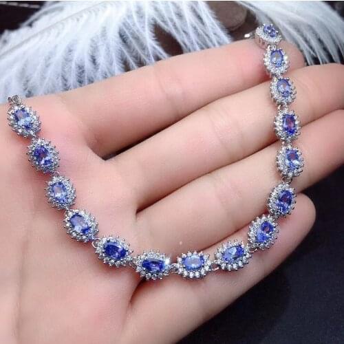 The best gift for engagement Fashion Natural and Real Tanzanite Bracelet 925 sterling silver Tanzanite Bracelet