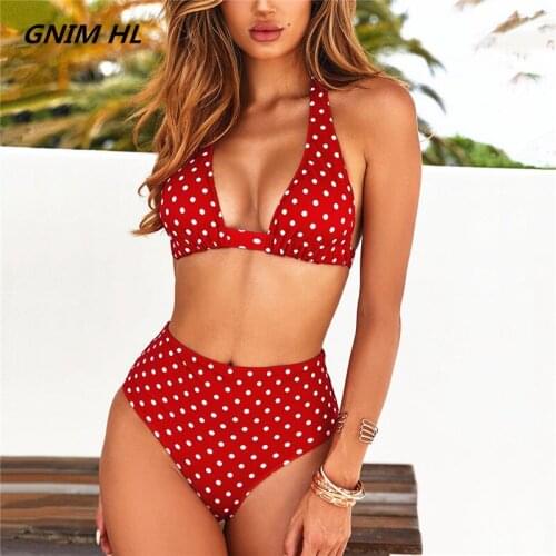 High Waist Sexy Bikini Mujer 2019 New Dot Print Brazilian Bikini Swimwear Push Up Bandage Swimsuit Women Bathing Suit Two Pieces