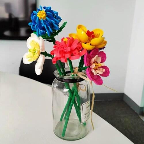Sembo Block Bouquet Flowers Building Blocks Home Decor Garden plant Assembly Bricks Toys for Girls Gifts Diy Home Decoration
