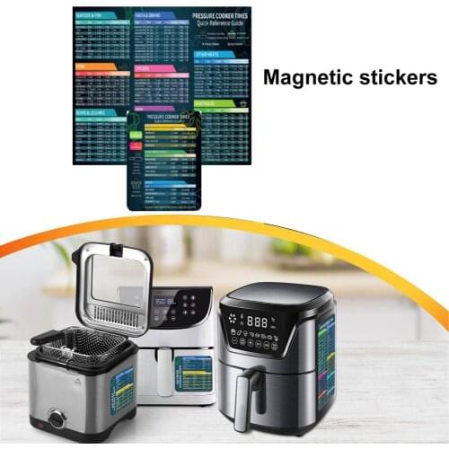 2Pcs/Set Cooking Times Chart Easy to Apply Clear Words Magnet Magnetic Adsorption Fryer Reference Chart Cooking time sticker