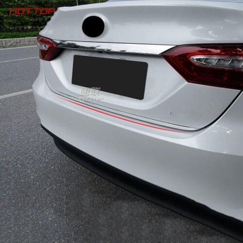 Topunion Rear Trunk Tailgate Door Strip Streamer Lid Cover Trim Fit For Toyota Camry 2018 2019 Stainless Steel Accessories