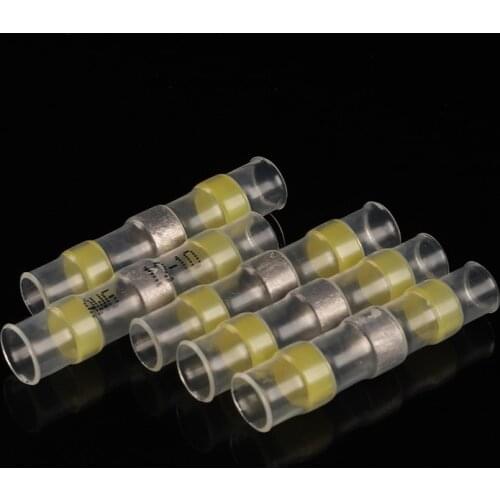 Waterproof Solder Seal Sleeves Heat Shrink Butt Wire Connectors Electrical Cable Splice Tinned Terminals yellow 4-6mm²/12-10AWG