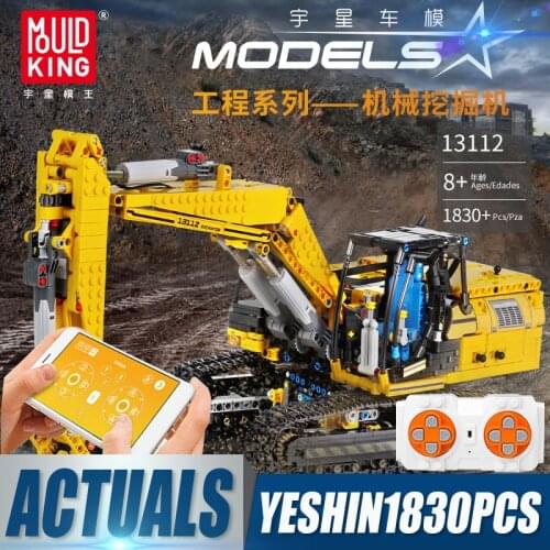 Mould King 13112 High-tech Car App Motorized Excavator Toy Assembly Model Building Blocks Bricks Kids Educational Birthday Gifts