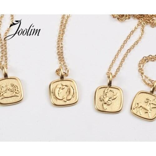 Joolim Jewelry PVD Gold Finish Twelve Zodiac Signs Pendant Necklace Stylish Stainless Steel Necklace