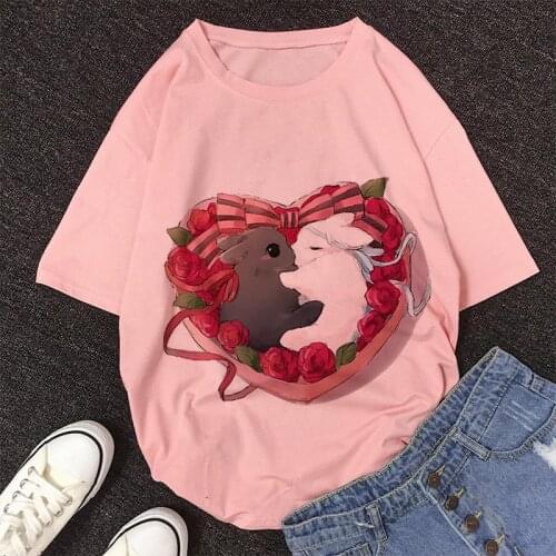 Women Harajuku Aesthetic Pink Tops Mo Dao Zu Shi Graphic Print T-shirt Casual Tshirt 2021 Summer Anime Cute Female T Shirt