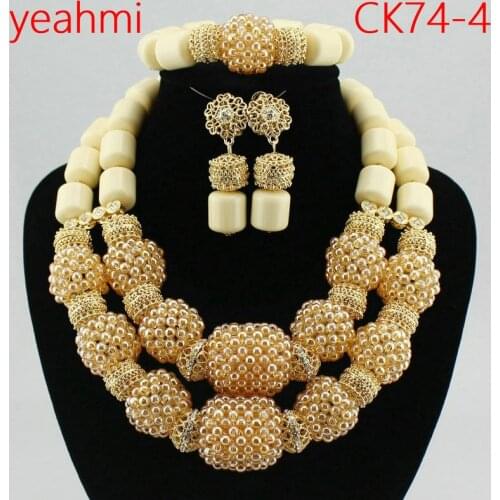 Fashion 2019 Women Necklaces African Beads Jewelry Sets Nigerian Wedding Bridal Indian Beads Jewelry Sets Crystal Beads CK74-1