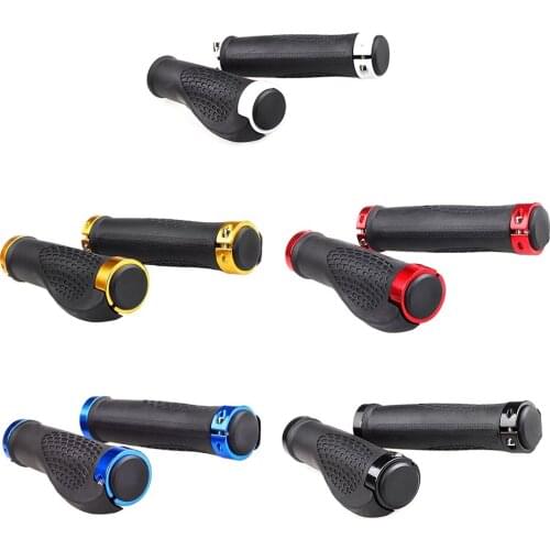 1 pair Cycling Bike Bicycle TPR Rubber Handlebar Grips Anti-slip Aluminum Alloy Lock on Handle Wrap