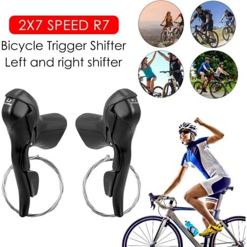 1Pair Bicycle Shifter Dual Control Cycling 2X7/8/9/10/11 Stainless Steel Speed Bike Brake Lever Road Bike Shift Lever Derailleur
