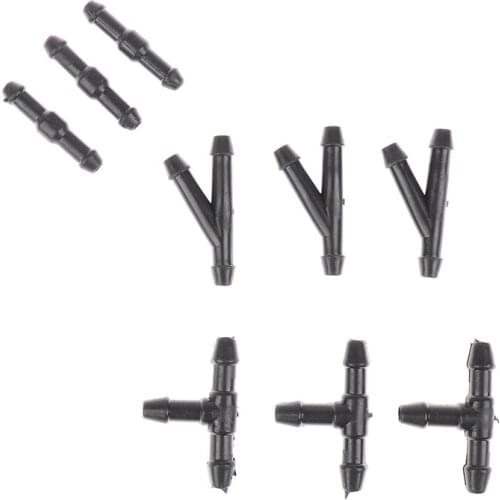 10Pcs Universal Joiner Pipe Connector Water Petrol Wiper Nozzle Hose Tubing