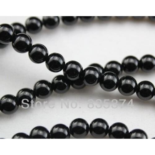195pcs Hot Round Shape Natural black Fashion Beads Charms Spacer Bead Fit Diy BRACELET 6mm Jewerly findings