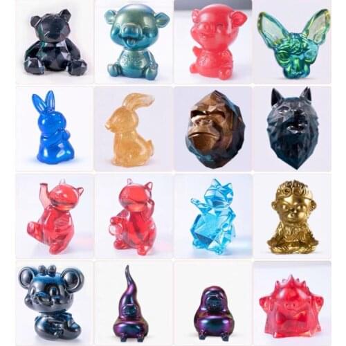 20pcs 3D silicone mold diy geometry stereo bear deer cat tiger orangutan mold animal mold decoration ornament mold cake tool