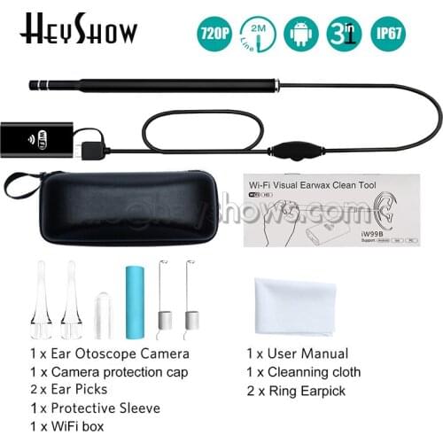 5.5mm Wifi Ear Spoon Endoscope Camera Inspection Video Medical Waterproof Visual Ear Cleaner endoscopio For IOS\Android\Windows