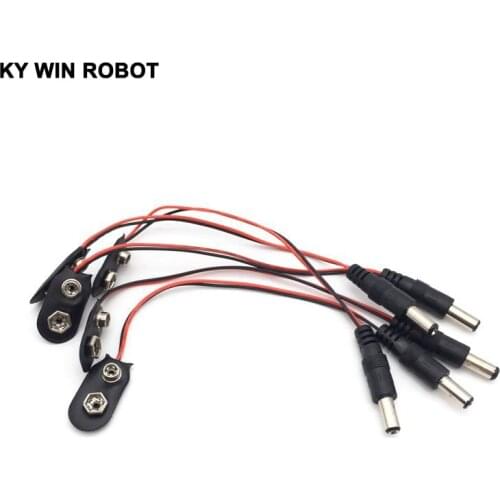 5PCS I type 9V Battery Snap Power Cable to DC 9V Clip Male Line Battery Adapter For Arduino Uno R3 DIY Jack Connector