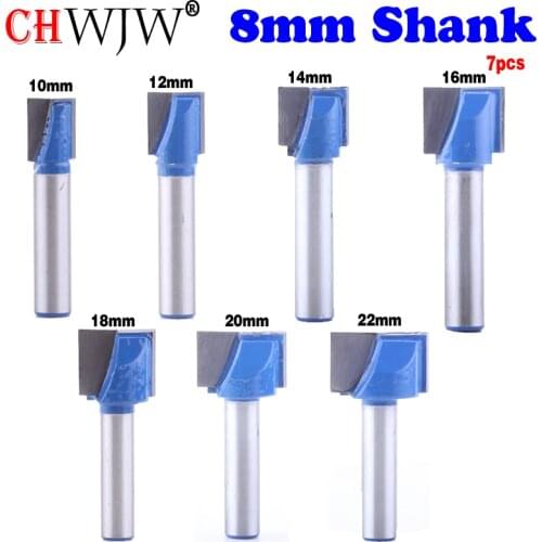 7pcs 8mm Cleaning bottom Engraving Bit solid carbide router bit 10,12,14,16,18,20,22mm Diameter CNC milling cutter endmill