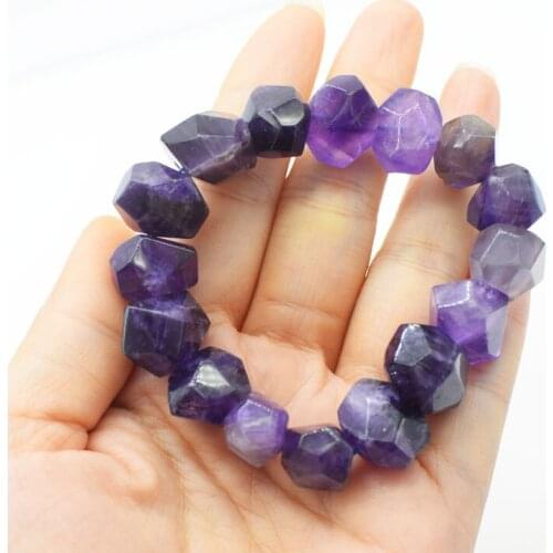 Amethyst 13*18mm purple baroque faceted bracelet 7.5inch FPPJ FPPJ