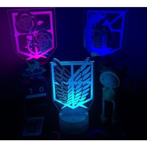 Anime Attack on Titan Scouting Legion Military Police Stationary Guard 3D LED Lamp Children Kids Boys Bedroom Nightlight Gifts