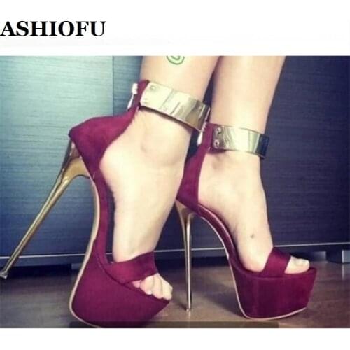 ASHIOFU Handmade Ladies High Heel Sandals Bling Sexy Party Prom Platform Summer Shoes Night-club Evening Fashion Sandals Shoes