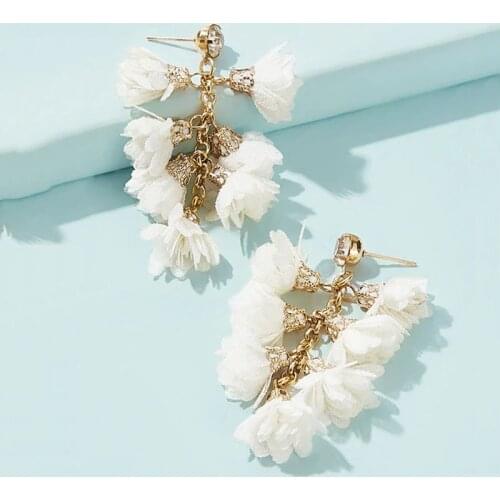 Bohemian Boho Long Korean Flower Earrings for Women Fahsion Jewelry Pendientes Mujer Moda 2020 Drop Dangle Gold Earrings Brincos