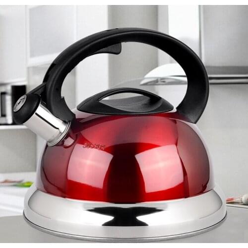 Large Capacity Whistling Kettle Gas Stainless Steel Red Kettle Boiling Stove Vintage Hervidor De Agua Kitchen Utensils EB50WK