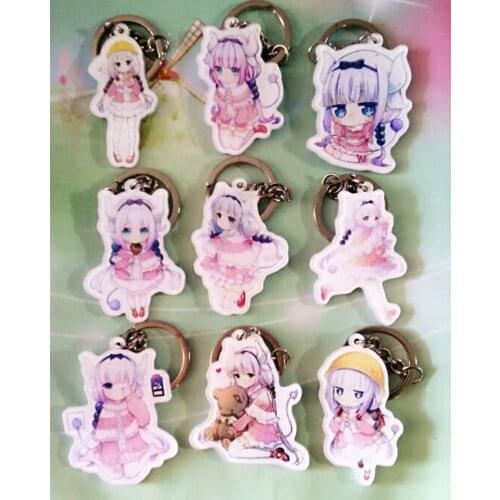 Miss Kobayashis Dragon Maid kobayashi-san Chi no Maid Dragon Keychain Tohru Kanna Keyring Anime Key chains Pendant Gift Cosplay