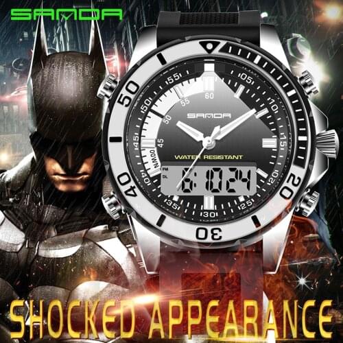 BASID Sports Mens Watches Dual Display Army Military Quartz Watch Man Waterproof Male Digital Clock Wristwatches S Shock Led