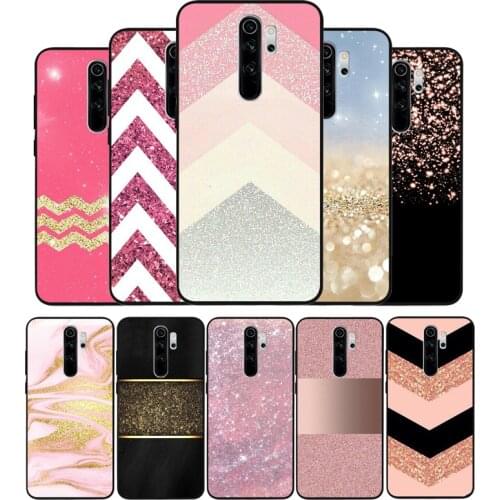 Gold Pink Glitter Print black Phone Case For Xiaomi Redmi note 9 8 7 6 5 4 Pro S for redmi 4A 4X 5 Plus 5A 7A Cover