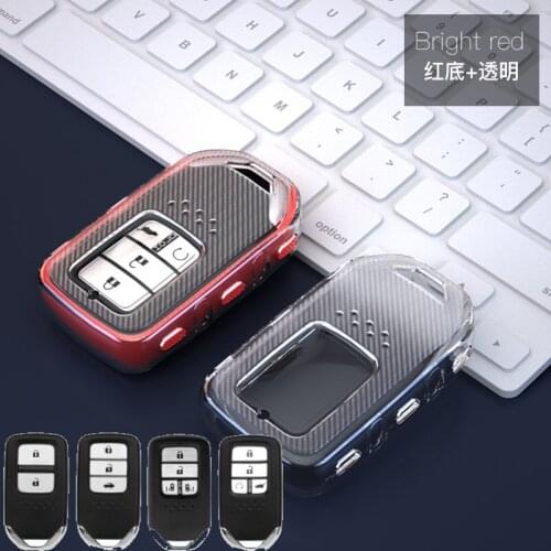 Carbon Fiber Pattern TPU Full Cover Remote Key Case for Honda Civic City Vezel Accord HR-V CRV Polit Jazz Jade Crider Odyssey