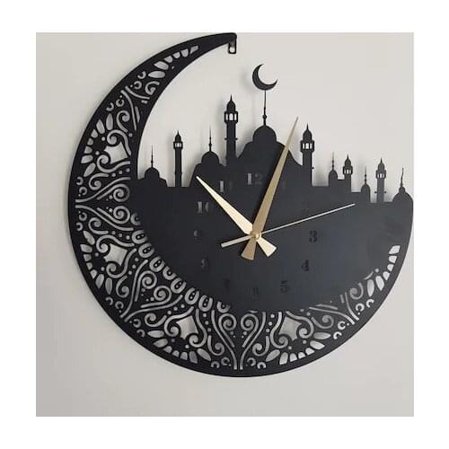 Decorative Islamic Mosque Metal Wall Clock Living Room Decoration 0utdoor Garden Home Office Decoration Classic Industrial