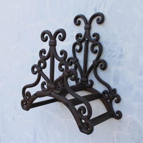 Hose Holder Cast Iron Scrowl European Decorative Reel Garden Hanger Rack Storage Antique Rust Wall Mount Wrought