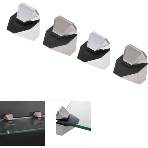 DRELD 2Pcs Adjustable Glass Clamps Glass Plated Brackets Chrome Zinc Alloy Shelf Holder Support Clamp Holder For Glass Shelves