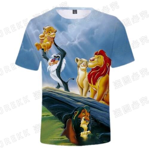 2021 Summer Short Sleeve The Lion King Anime 3D Print T Shirt Men Women Children Casual Streetwear Boy Girl Kids Cool Tops Tee