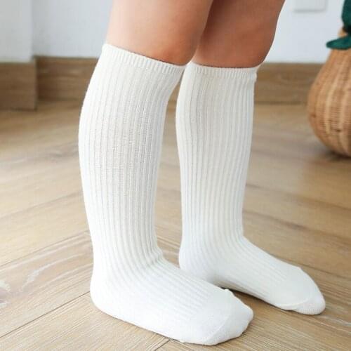 Kids Cotton Knee High Socks Spring Autumn Children Newborn Infant Toddler Girls Boy Cute White School Long Sock Baby Accessories