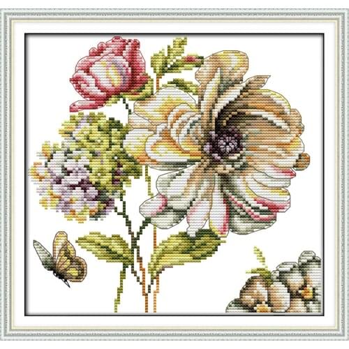 Hydrangeas (6) cross stitch kit 14ct 11ct count print x stitching embroidery DIY handmade needlework plus